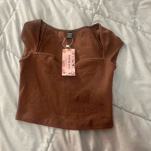 brown shein shirt